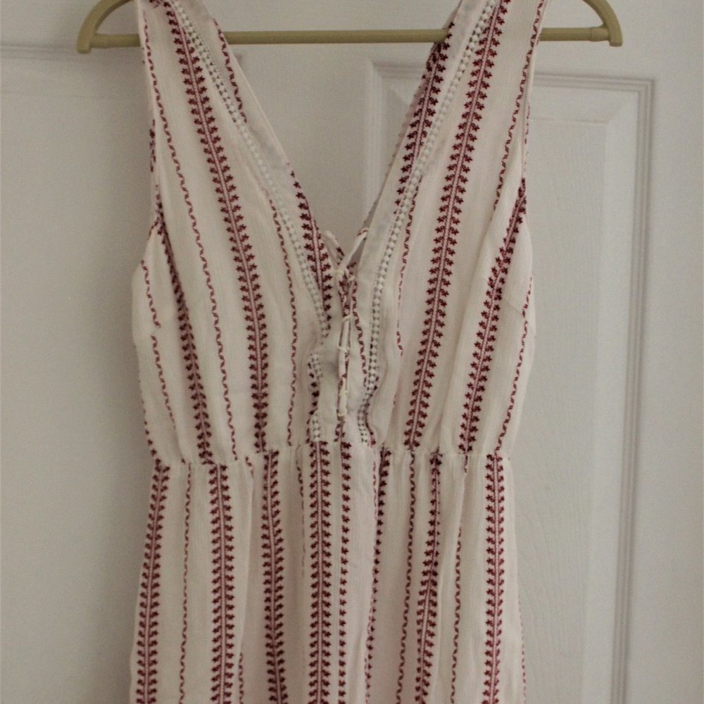 White with Red Pattern Romper